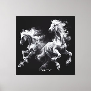 Fantasy Cute Horses Smoke Ascent Canvas Print