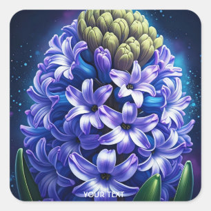 Fantasy Cute Hyacinth Blue Gouache Square Sticker