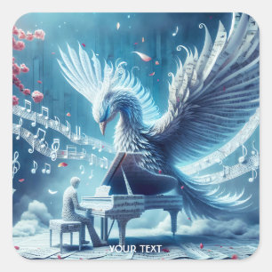 Fantasy Cute Ice Piano Phoenix Square Sticker