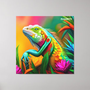 Fantasy Cute Iguana Art Deco Style Canvas Print
