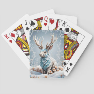 Fantasy Cute Jackalope Winter Ice Playing Cards