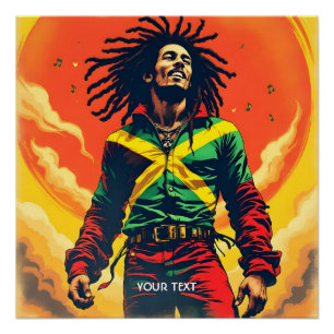 Fantasy Cute Jamaica Flag Sun Poster
