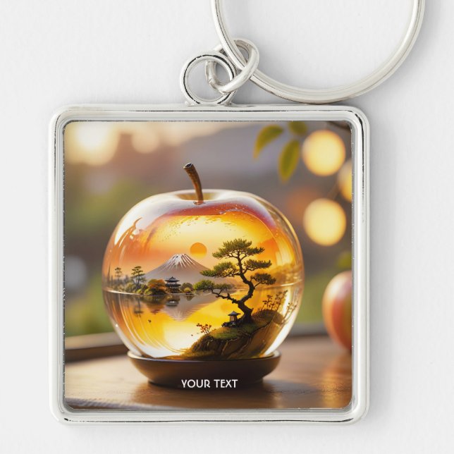 Fantasy Cute Japanese Apple View Key Ring (Front)