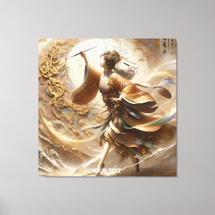 Fantasy Cute Japanese Girl Painting Canvas Print