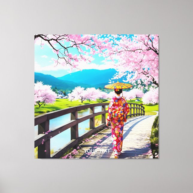 Fantasy Cute Japanese Girl Walking Canvas Print (Front)