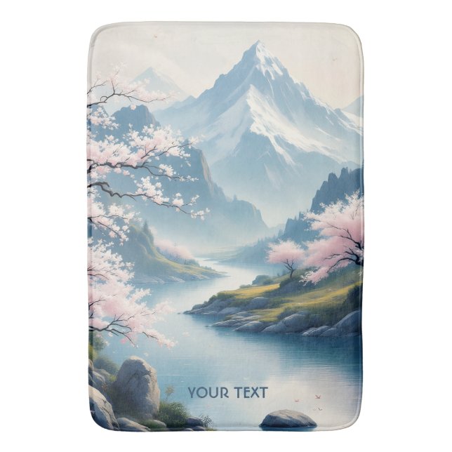 Fantasy Cute Japanese Spring Landscape Bath Mat (Front Vertical)
