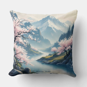 Fantasy Cute Japanese Spring Landscape Cushion