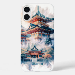 Fantasy Cute Japanese Temple Watercolor iPhone 16 Plus Case