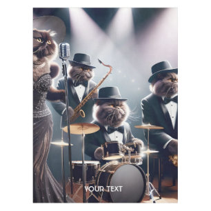 Fantasy Cute Jazz Band Cats Tablecloth