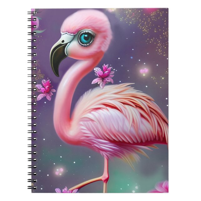 Fantasy Cute Kawaii baby flamingo  Notebook (Front)