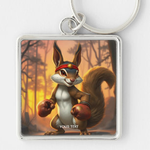 Fantasy Cute Kickboxer Squirrel Forest Key Ring