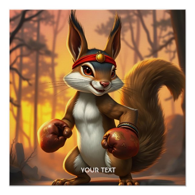 Fantasy Cute Kickboxer Squirrel Forest Poster (Front)