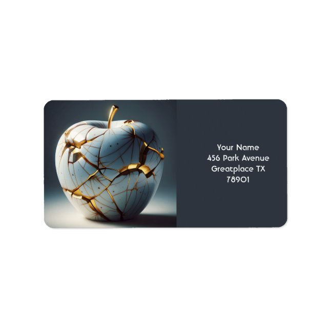 Fantasy Cute Kintsugi Porcelain Apple Label (Front)