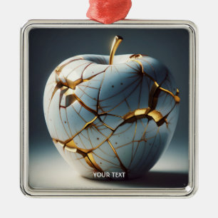Fantasy Cute Kintsugi Porcelain Apple Metal Tree Decoration