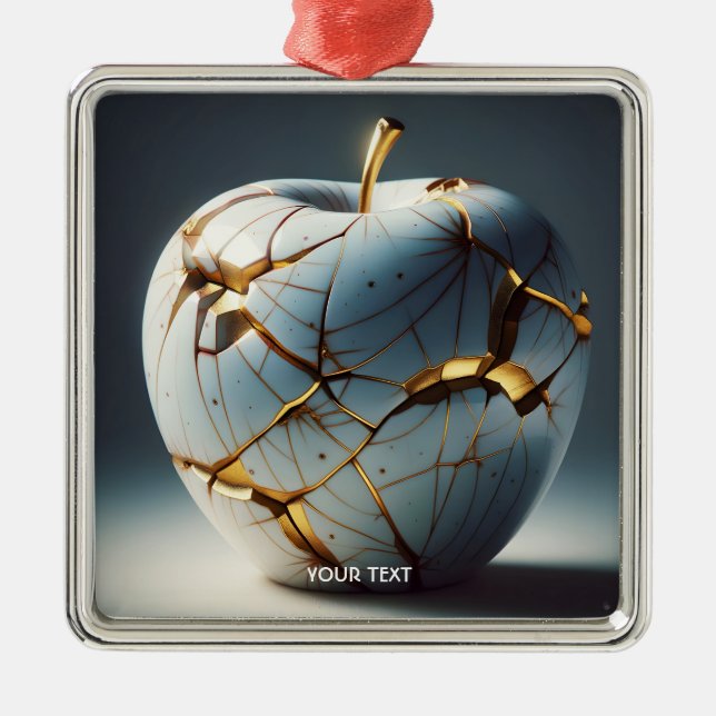 Fantasy Cute Kintsugi Porcelain Apple Metal Tree Decoration (Front)