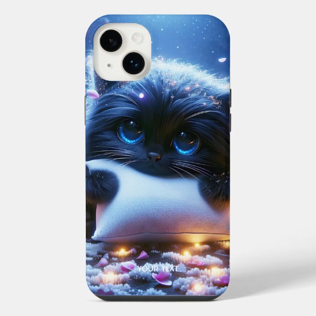 Fantasy Cute Kitten Hugging Pillow iPhone Case (Back)