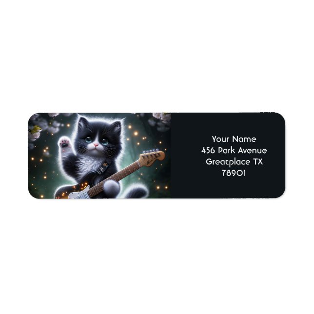 Fantasy Cute Kitten Playing Guitar (Front)