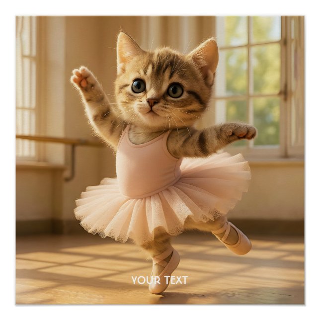 Fantasy Cute Kitten Small Ballerina Poster (Front)
