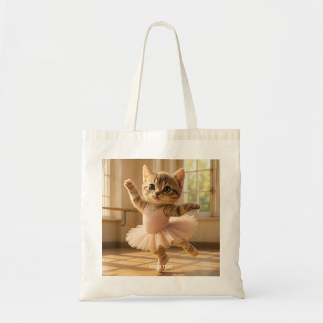 Fantasy Cute Kitten Small Ballerina Tote Bag (Front)