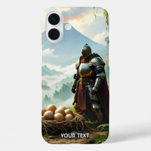 Fantasy Cute Knight Guarding Eggs iPhone 16 Plus Case