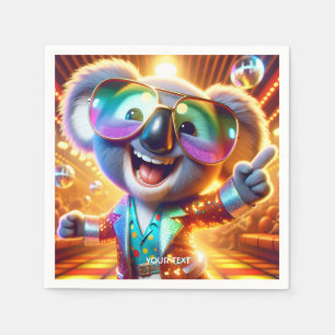 Fantasy Cute Koala Dancing Disco Napkin