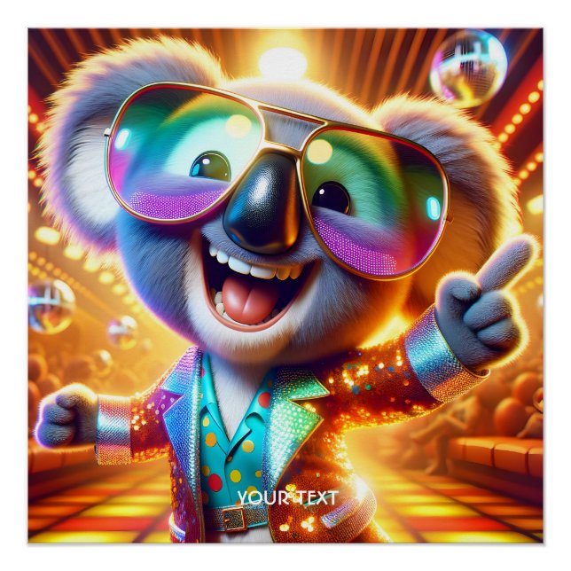 Fantasy Cute Koala Dancing Disco Poster (Front)