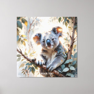 Fantasy Cute Koala Tree Watercolor Canvas Print