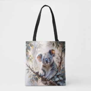 Fantasy Cute Koala Tree Watercolor Tote Bag