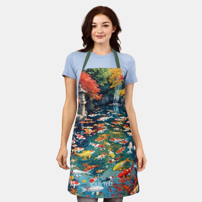 Fantasy Cute Koi Fish Pond Apron (Worn)