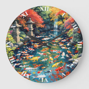Fantasy Cute Koi Fish Pond Large Clock