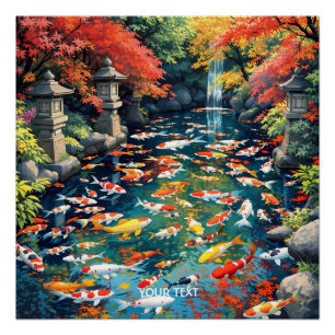 Fantasy Cute Koi Fish Pond Poster