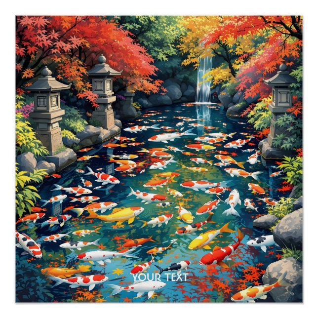 Fantasy Cute Koi Fish Pond Poster (Front)