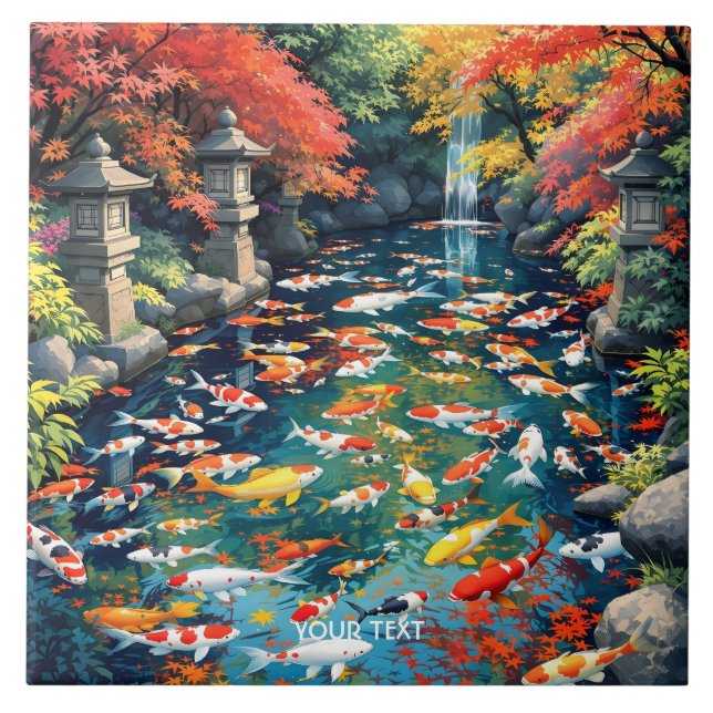 Fantasy Cute Koi Fish Pond Tile (Front)