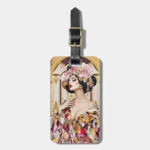 Fantasy Cute Lady Art Deco Luggage Tag
