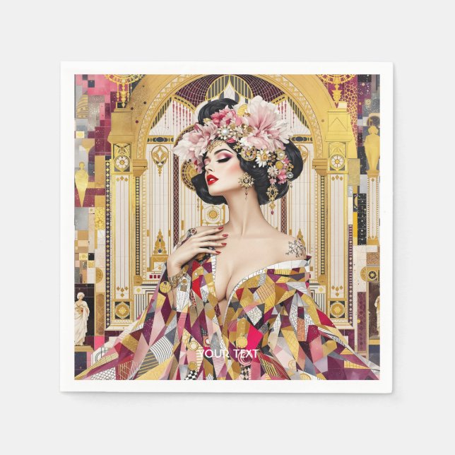 Fantasy Cute Lady Art Deco Napkin (Front)