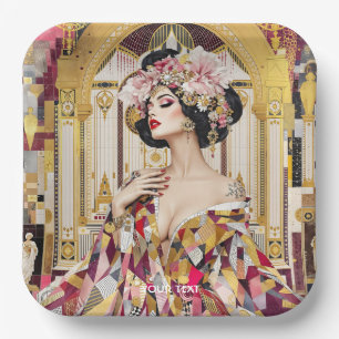 Fantasy Cute Lady Art Deco Paper Plate