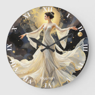 Fantasy Cute Lady Dancing Space Large Clock
