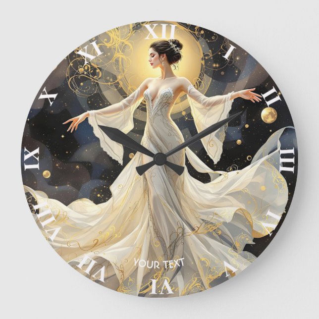 Fantasy Cute Lady Dancing Space Large Clock (Front)