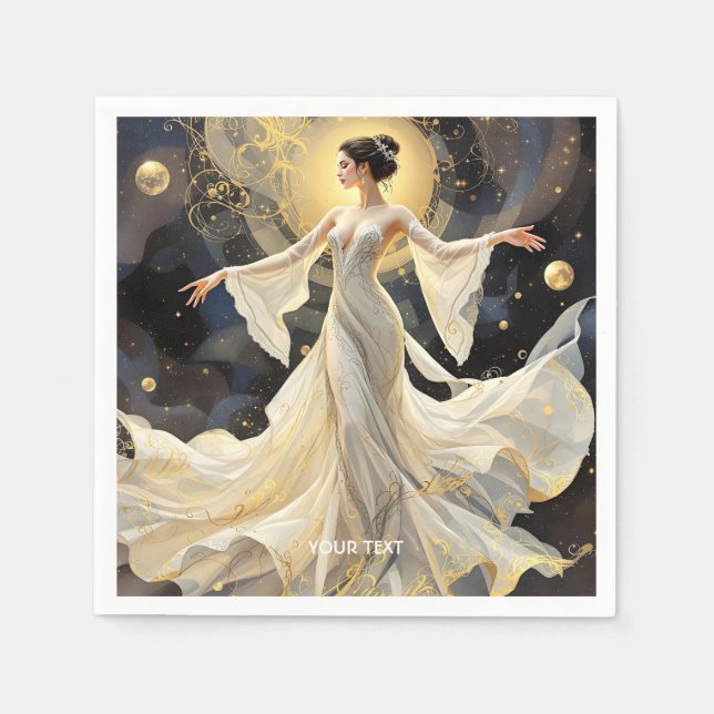 Fantasy Cute Lady Dancing Space Napkin (Front)