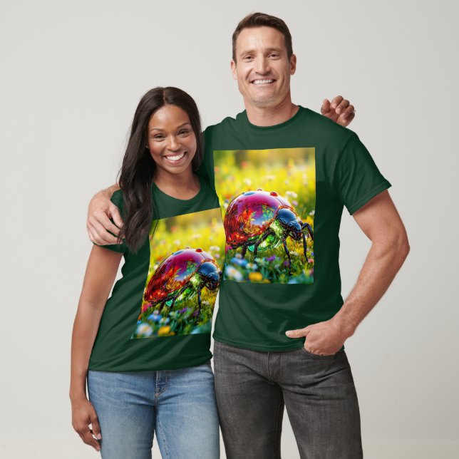 Fantasy Cute Ladybug Polished Glass T-Shirt (Unisex)