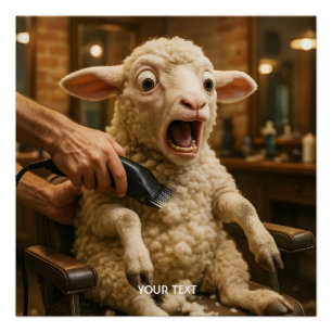 Fantasy Cute Lamb Scared Shaving Poster