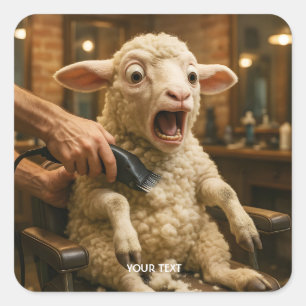 Fantasy Cute Lamb Scared Shaving Square Sticker