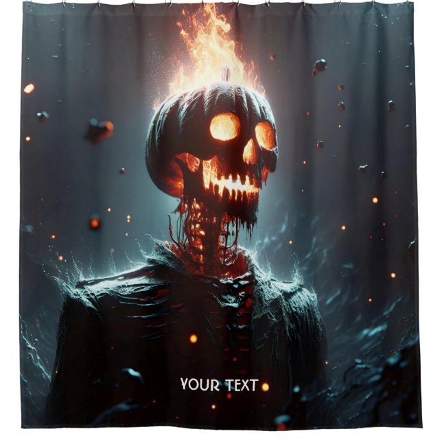 Fantasy Cute Lantern Pumpkin Halloween Shower Curtain (Front)