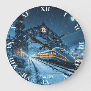 Fantasy Cute Last Night Train Large Clock