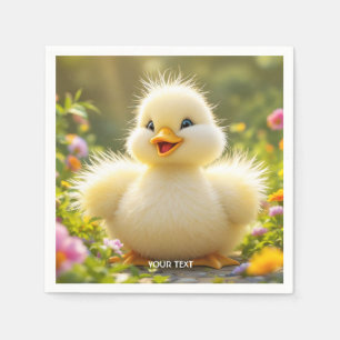 Fantasy Cute Laughing Fluffy Duck Napkin