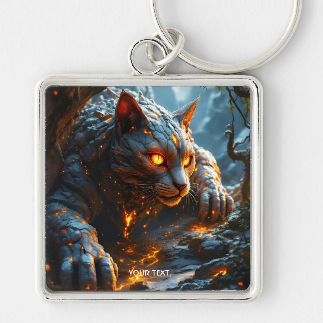 Fantasy Cute Lava Fire Tiger Key Ring (Front)