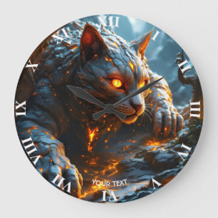 Fantasy Cute Lava Fire Tiger Large Clock