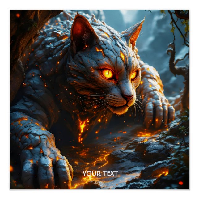 Fantasy Cute Lava Fire Tiger Poster (Front)