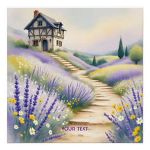 Fantasy Cute Lavender House Flowers Poster