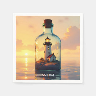 Fantasy Cute Lighthouse In Bottle Napkin